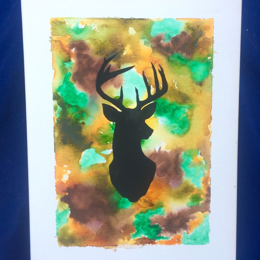 Hand drawn & painted Camo Deer